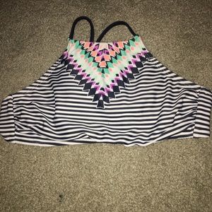 striped high neck bikini top